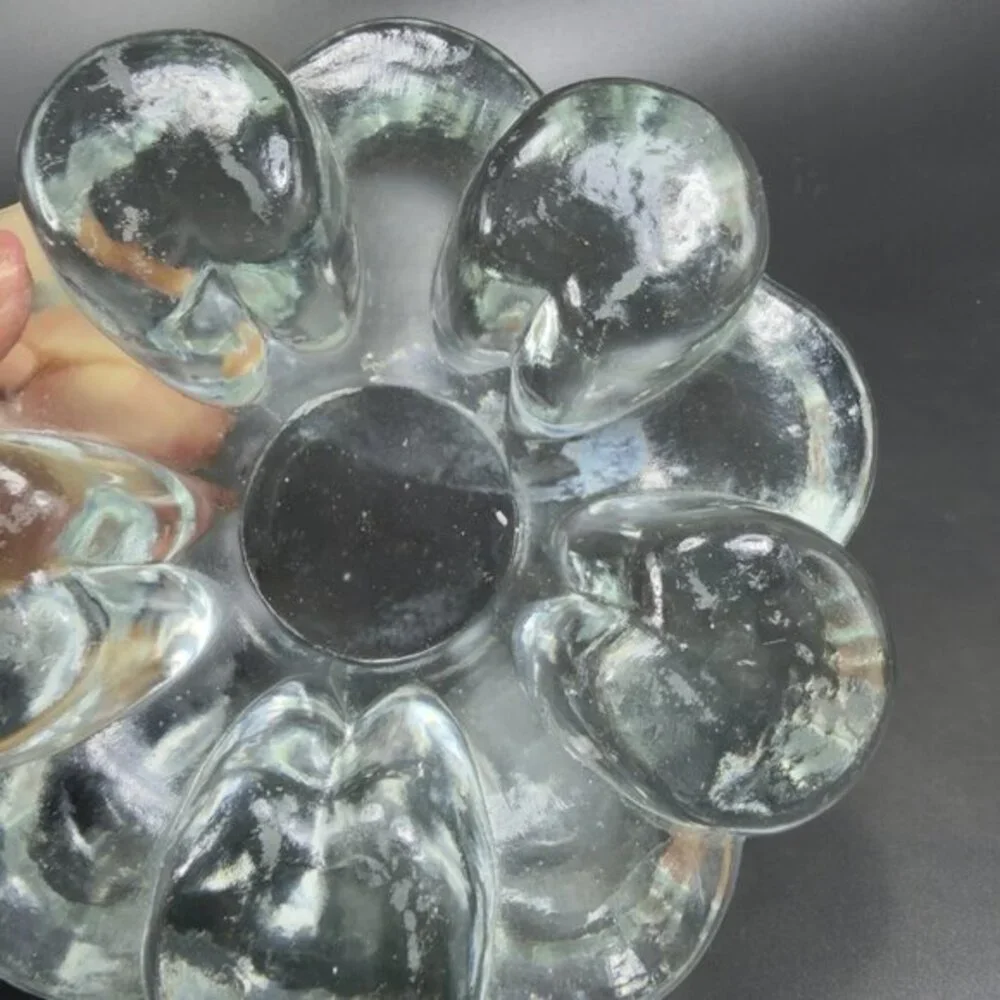 Glas Kunstvoll Gestaltet Heart Design Clear Candle Holder Votive‎ Heavy Germany